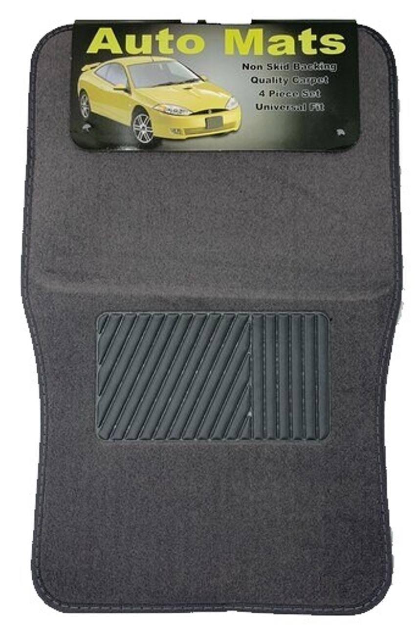 4 Pc. Carpet Mat Set w/ Heel Pad - Charcoal