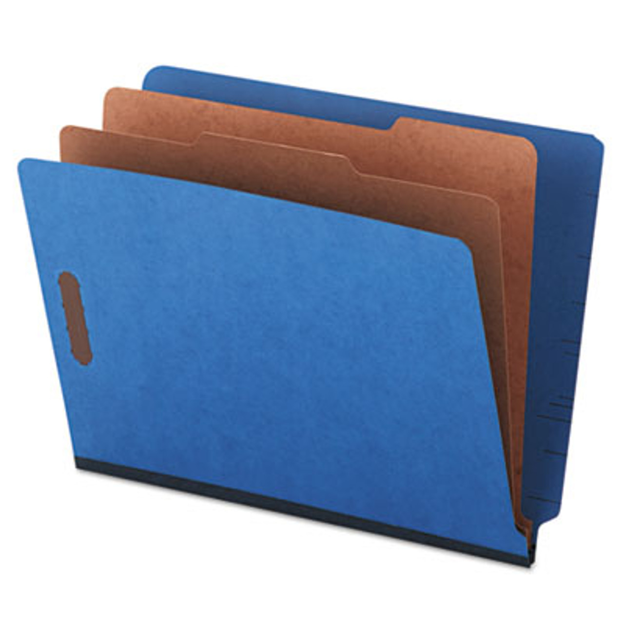 Pressboard End Tab Classification Folders, Letter, Six-Section, Blue, 10/Box