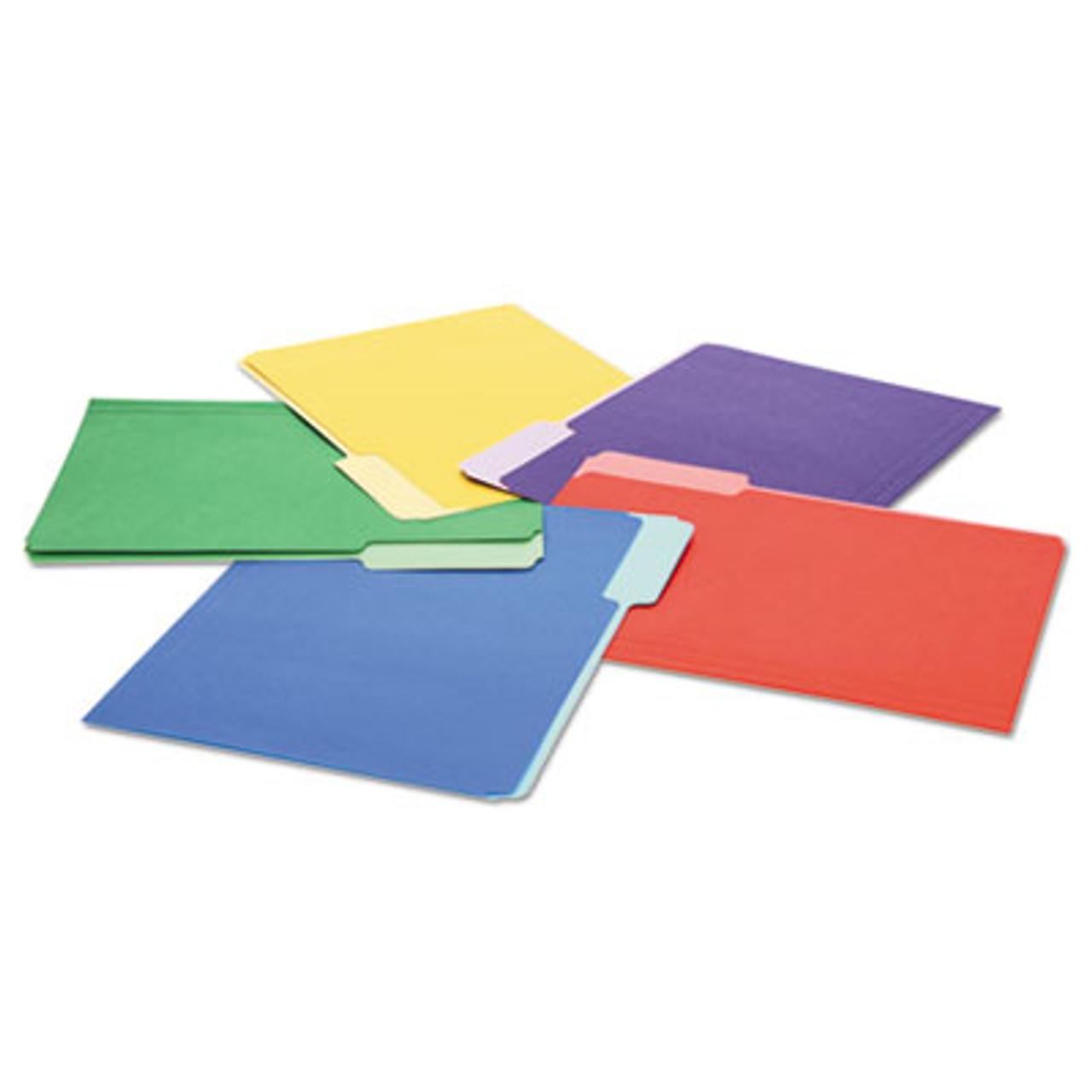 File Folders, 1/3 Cut Single-Ply Top Tab, Letter, Assorted, 100/Box