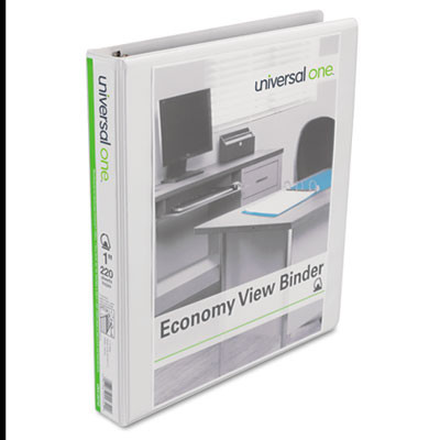 Economy D-Ring View Binder, 1" Capacity, White, 4 per Pack