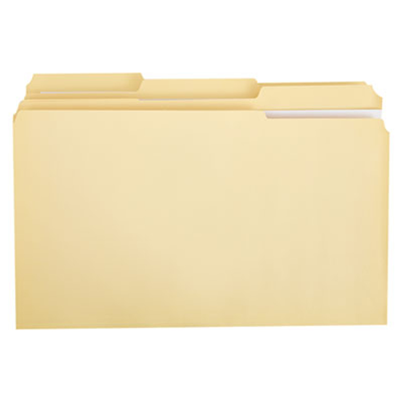 File Folders, 1/3 Cut Assorted, Two-Ply Top Tab, Legal, Manila, 100/Box