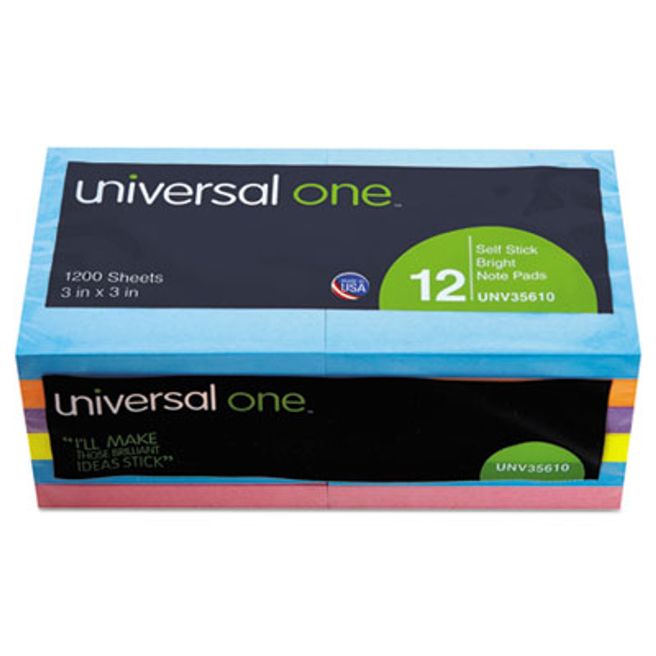 Universal UNV35688 3 x 3 Yellow Self-Stick Note - 18/Pack