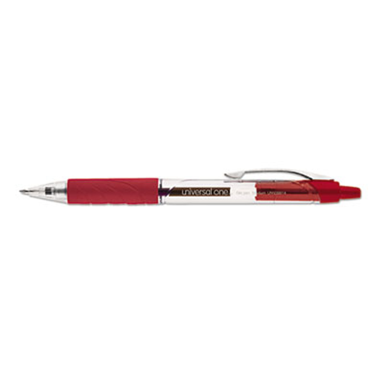 Clear Roller Ball Retractable Gel Pen, Red Ink, Medium, Dozen