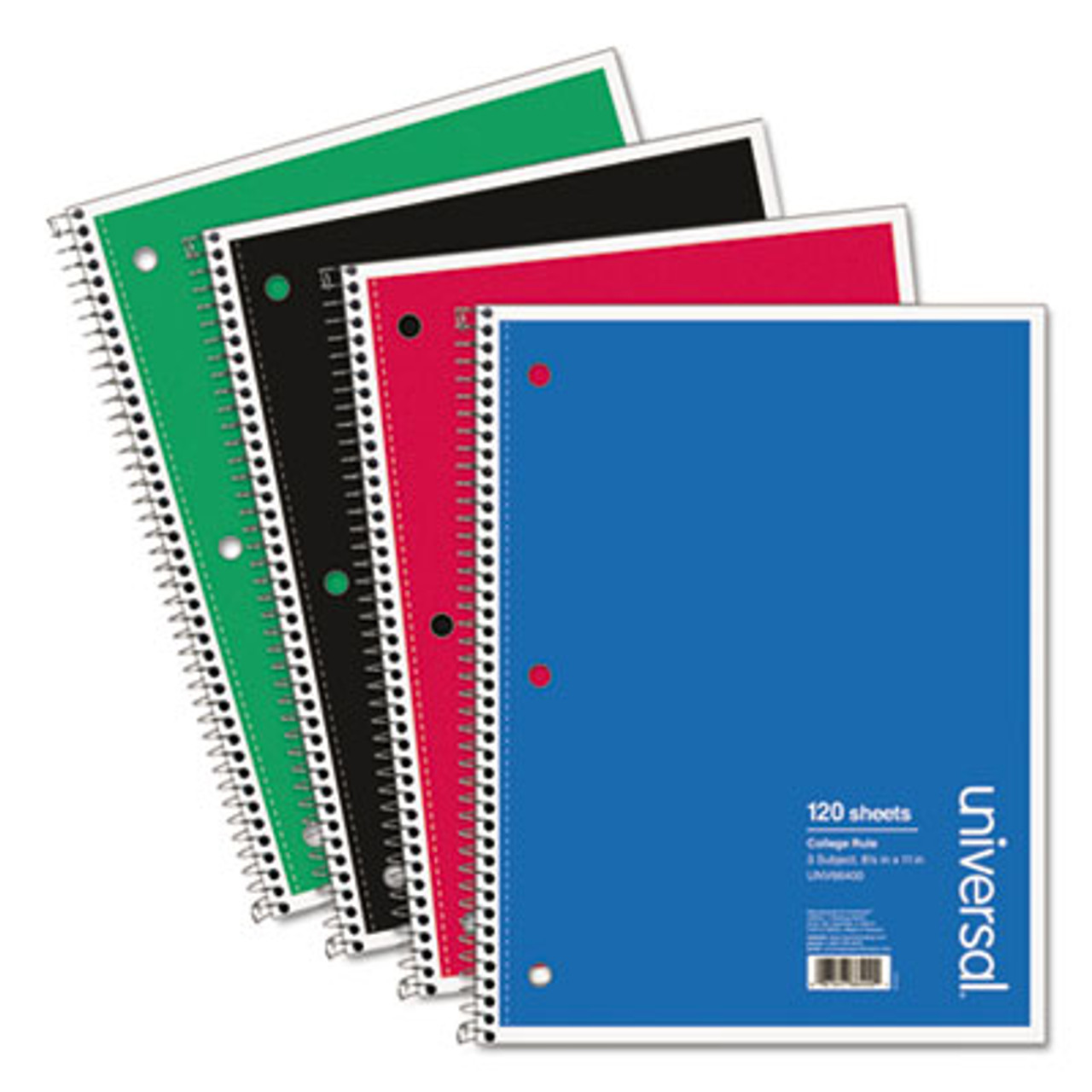 3-Sub. Wirebound Notebook, 8-1/2 x 11, College Ruled, 120 Sheets, Assorted Cover