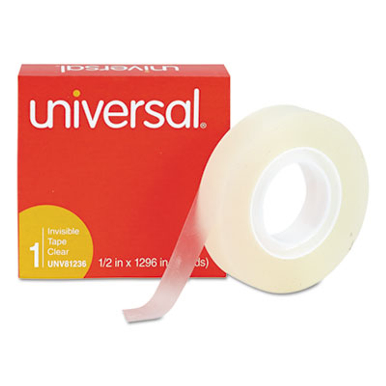 Invisible Tape, 1/2" x 1296", 1" Core, Clear, 12/Pack