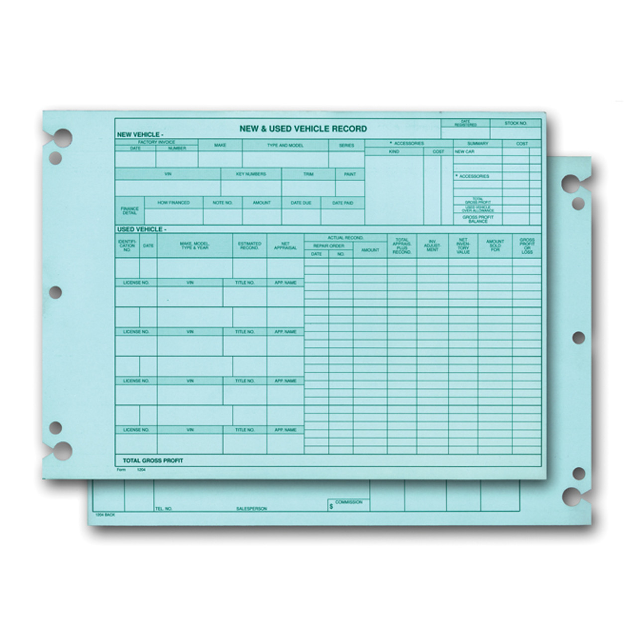 Vehicle Inventory Records - Prints in Green ink (Form #1204)