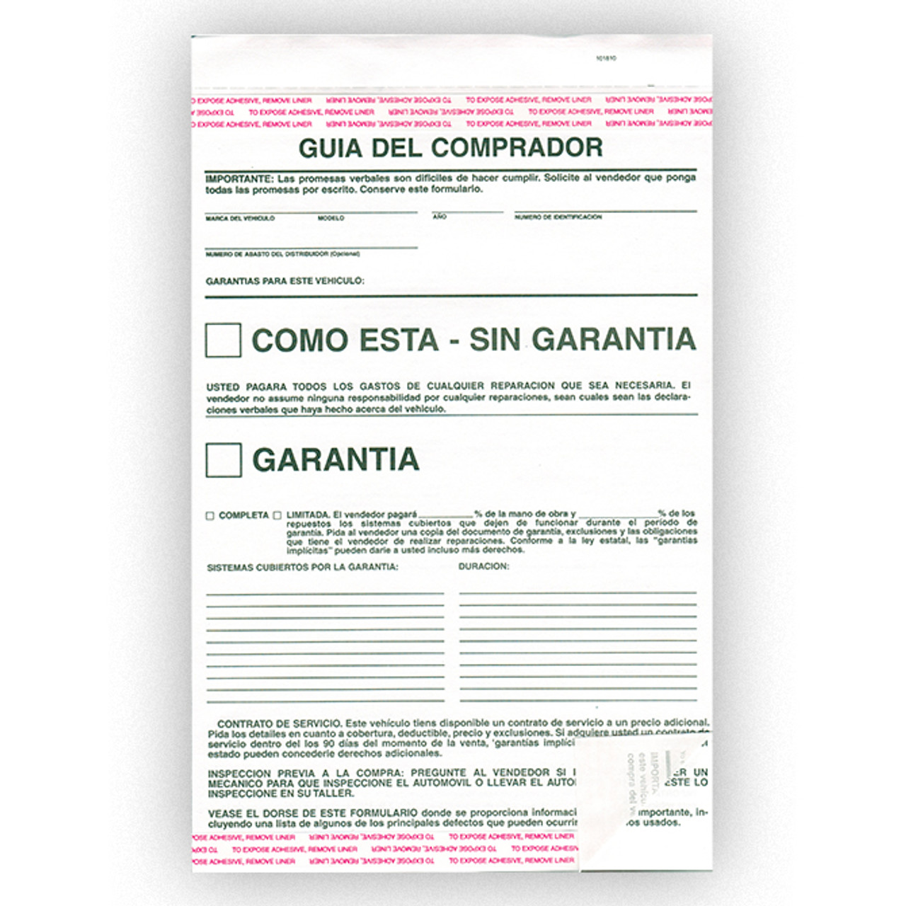 Spanish As Is Plain Buyers Guide, 1 Part, Qty 100
