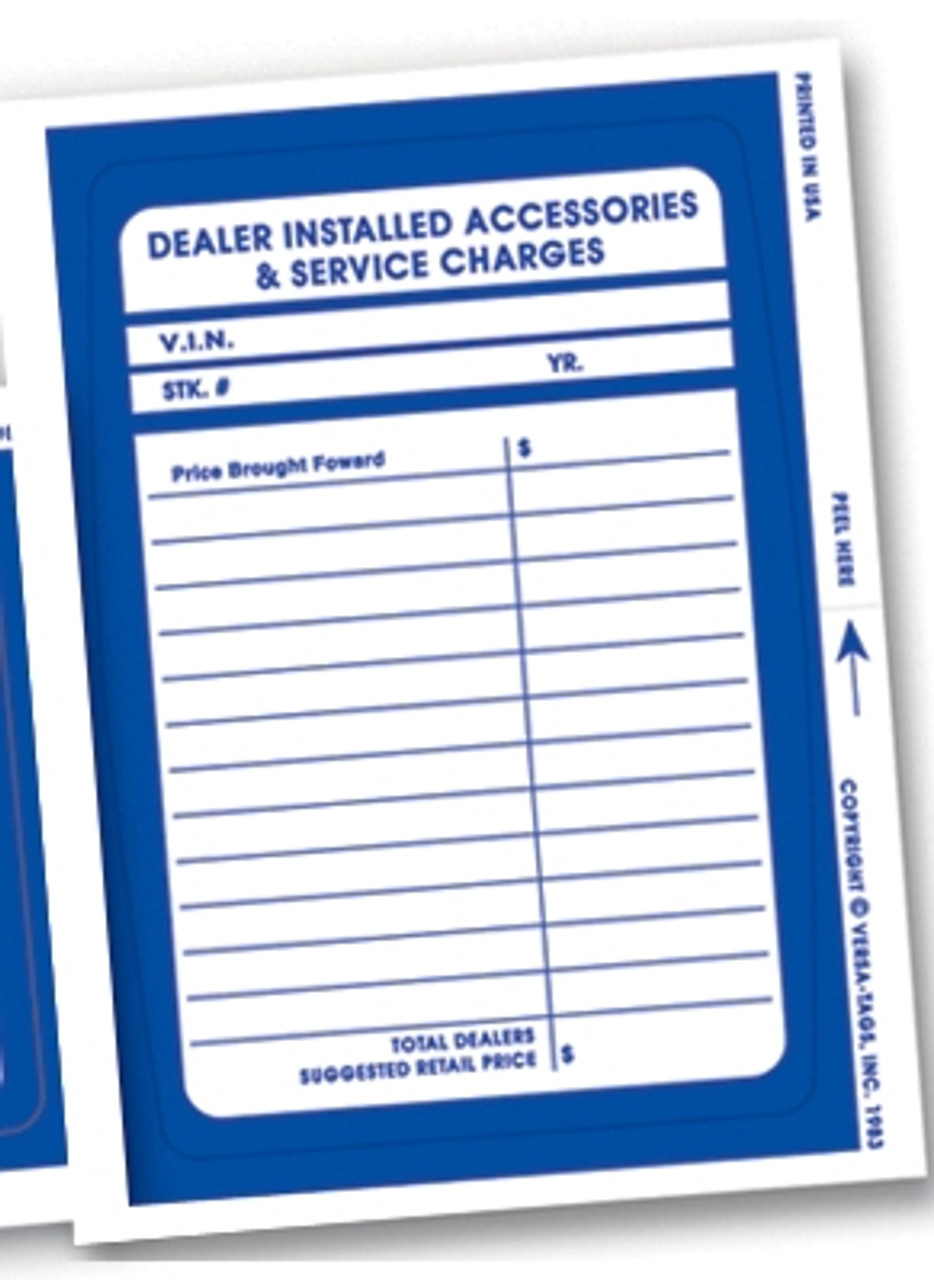 Dealer Add On Sticker- Printed, 4 1/2" x 6", 250 Per Pack