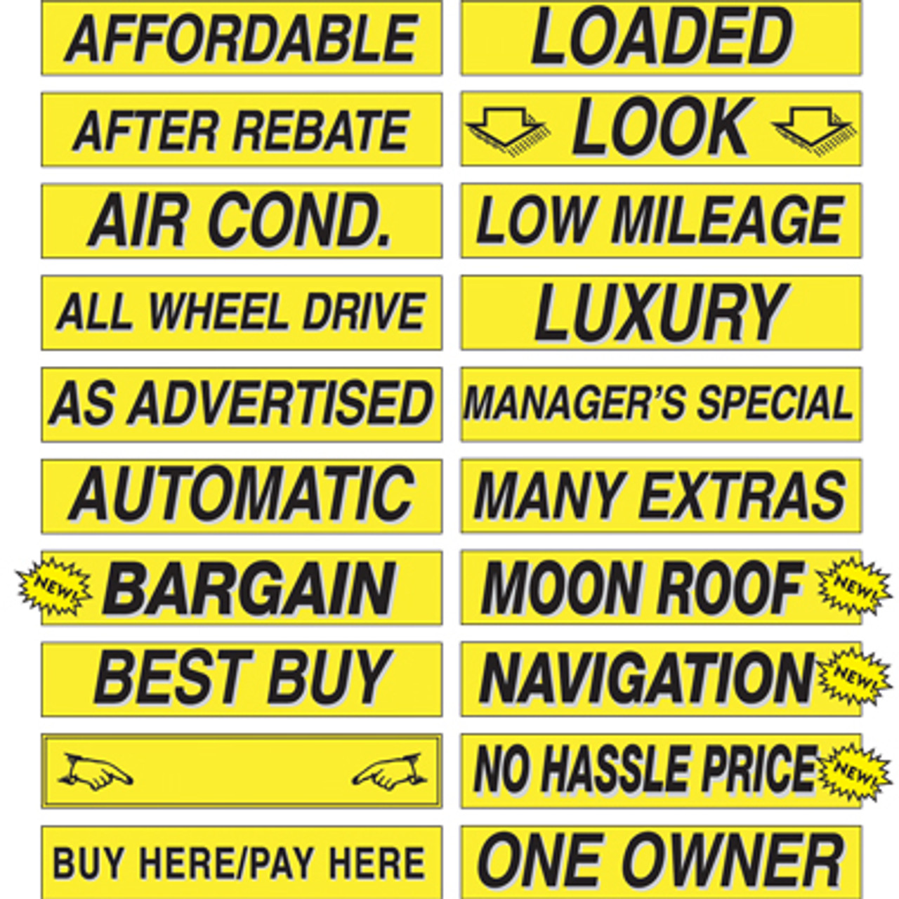 15" Yellow & Black Adhesive Windshield Slogans