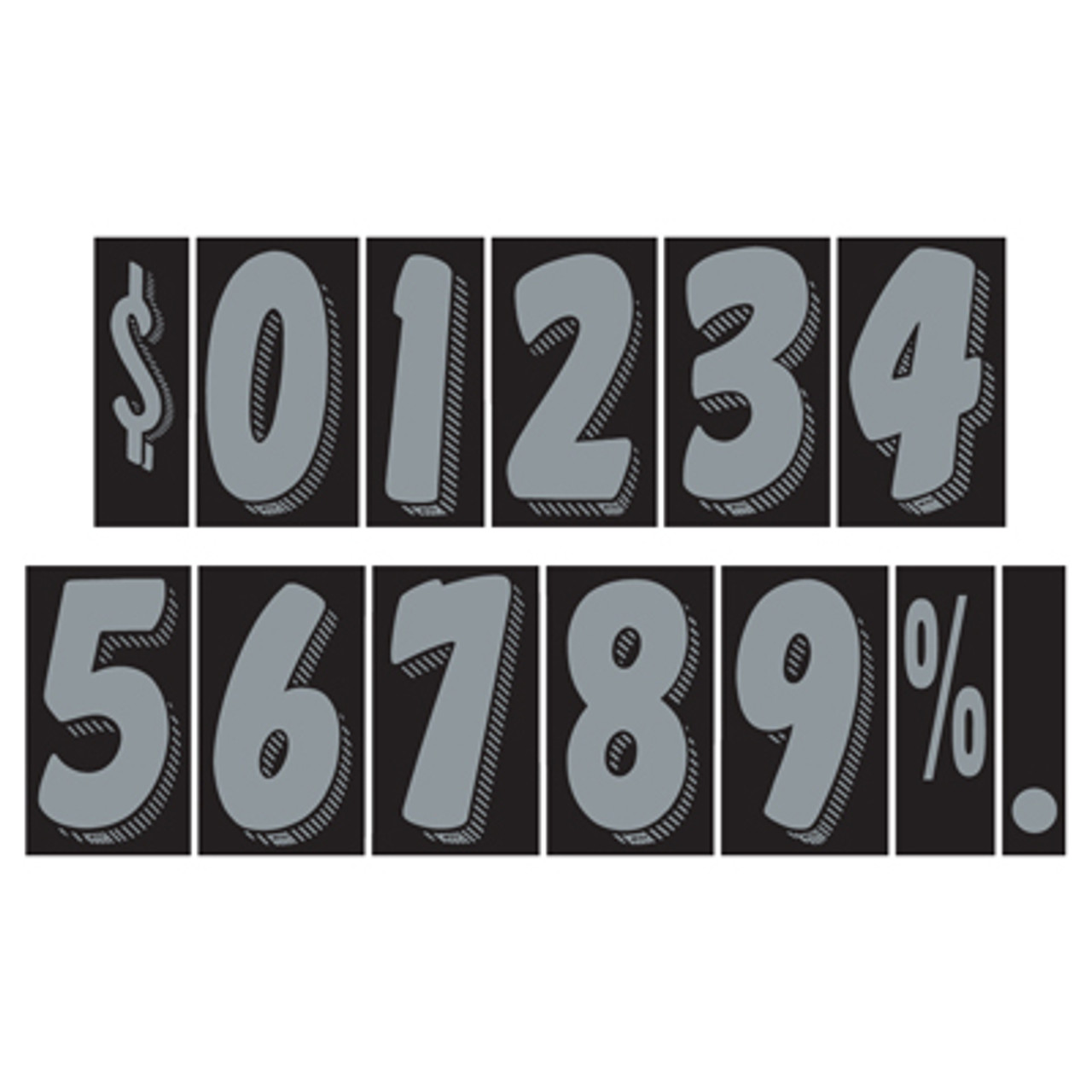 7 1/2" Silver & Black Adhesive Windshield Numbers