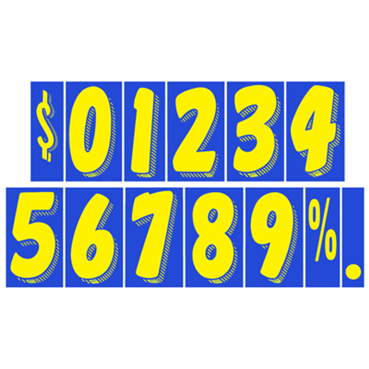 7 1/2" Yellow & Blue Adhesive Windshield Numbers