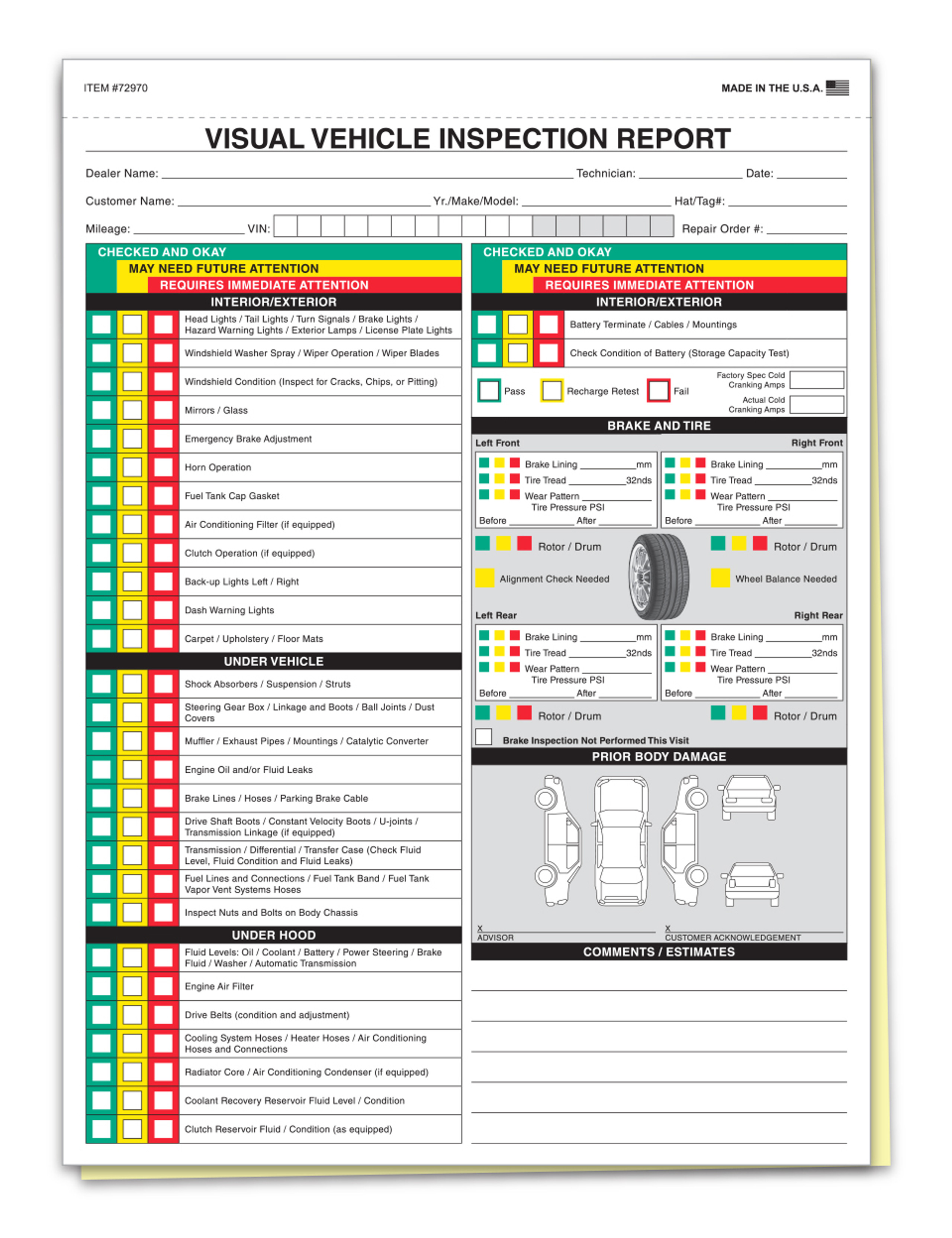 Visual Vehicle Inspection 2 PART QTY 250 visual-vehicle-inspection-2-part-qty-250