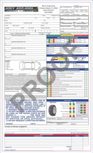 JA-AG - Inspection Walk-Around Sheet, Qty 250 - Car Dealer Depot