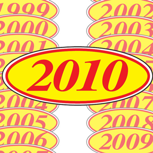 Red & Yellow Oval Year Model Signs