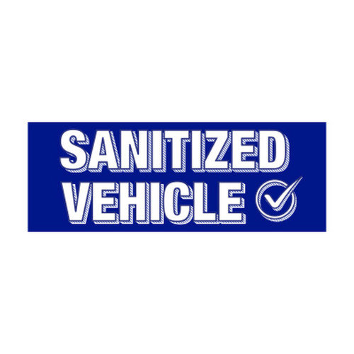 NEW Windshield Slogan - Sanitized Vehicle - Large Blue and White Decal
