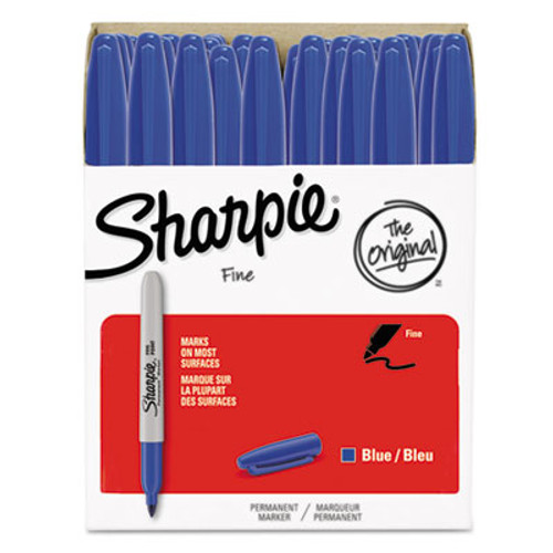 Fine Point Permanent Marker, Blue, 36/Pack