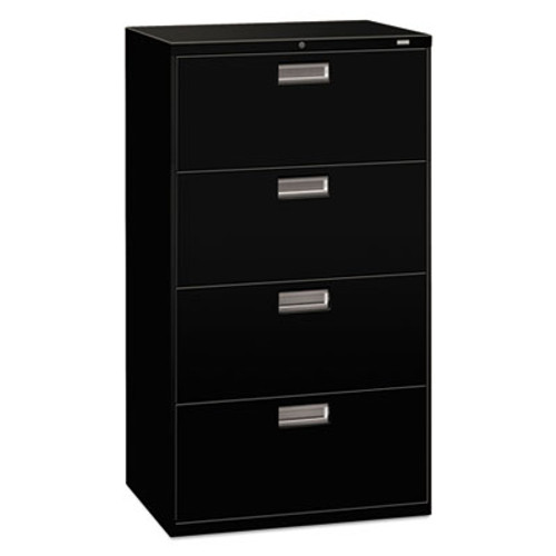600 Series Four-Drawer Lateral File, 30w x 19-1/4d, Black