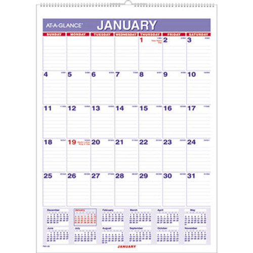 Monthly Wall Calendar with Ruled Daily Blocks, 8 x 11, White, 2016