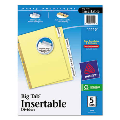 Insertable Big Tab Dividers, 5-Tab, Letter