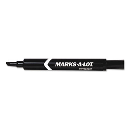 Large Desk Style Permanent Marker, Chisel Tip, Black, Dozen