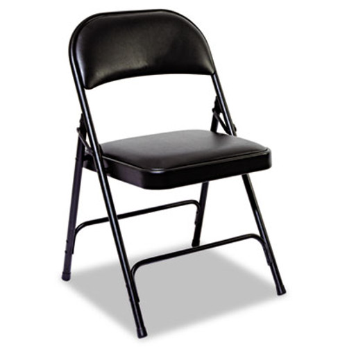 Steel Folding Chair with Two-Brace Support, Padded Back/Seat, Graphite, 4/Carton