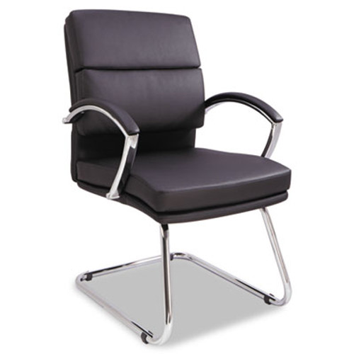 Neratoli Series Slim Profile Guest Chair, Black Soft Leather, Chrome Frame