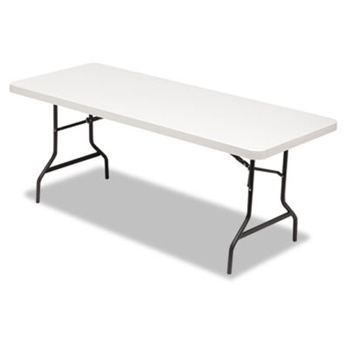 Resin Rectangular Folding Table, Square Edge, 72w x 30d x 29h, Platinum