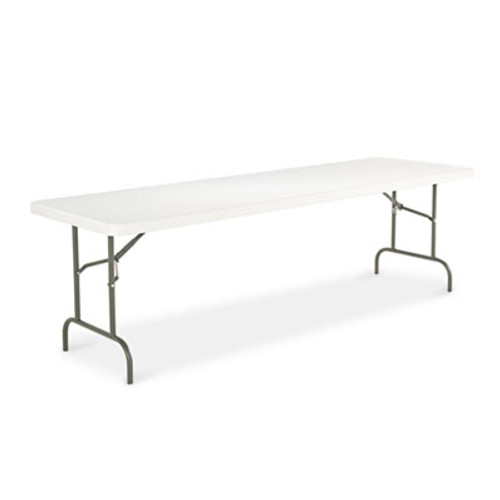 Resin Rectangular Folding Table, Square Edge, 96w x 30d x 29h, Platinum