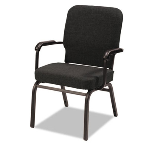 Oversize Stack Chair with Arms, Black Fabric Upholstery, 2/Carton