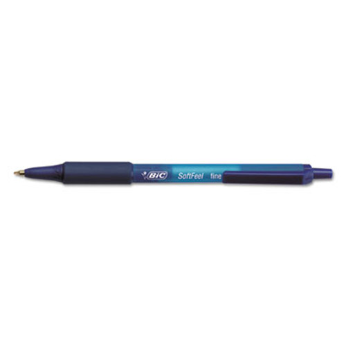 Soft Feel Ballpoint Retractable Pen, Blue Ink, .8mm, Fine, Dozen