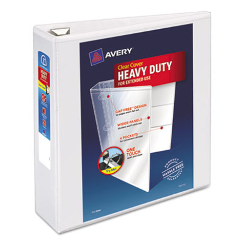 Heavy-Duty View Binder w/Locking 1-Touch EZD Rings, 3" Cap, White