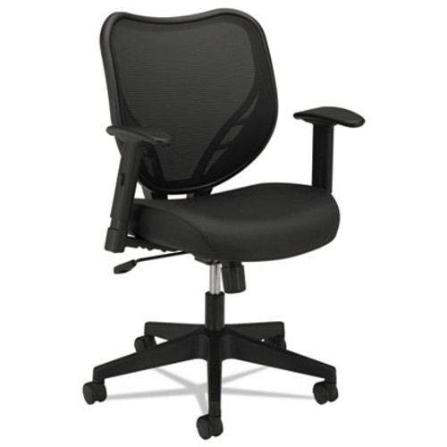 VL551 Series Mid-Back Swivel/Tilt Chair, Fabric Seat, Mesh Back, Black