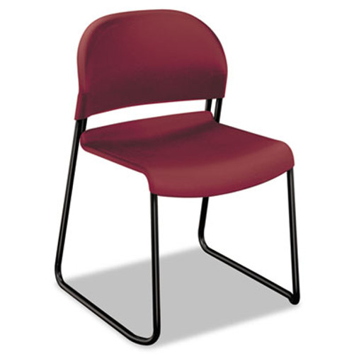 GuestStacker Series Chair, Burgundy with Black Finish Legs, 4/Carton