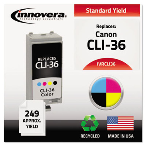 Remanufactured 1511B002 (CLI36) Ink, 249 Yield, Tri-Color