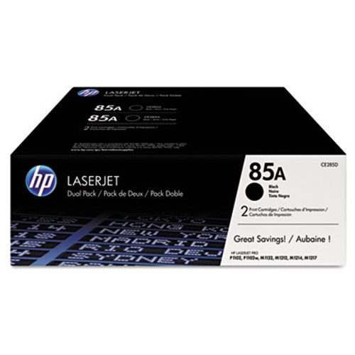 HP 85A, (CE285D) 2-pack Black Original LaserJet Toner Cartridges