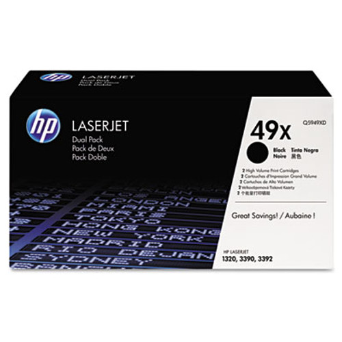 HP 49X, (Q5949X-D) 2-pack High Yield Black Original LaserJet Toner Cartridges