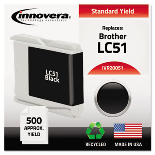 Remanufactured LC51BK Ink, 500 Page-Yield, Black