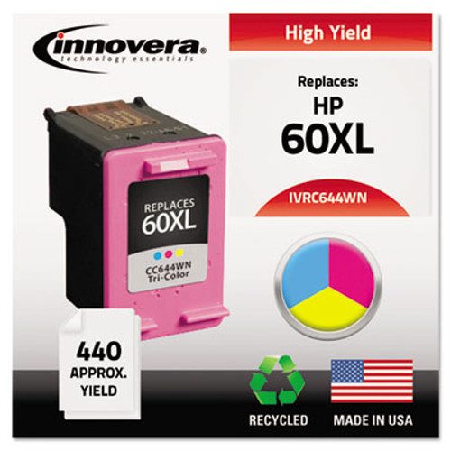 Remanufactured High-Yield CC644WN (60XL) Ink, 440 Page-Yield, Tri-Color