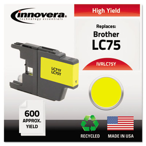 Remanufactured High-Yield LC75Y Ink, 600 Page-Yield, Yellow