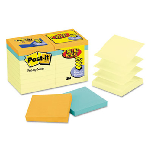 Original Pop-up Notes Value Pack, 3 x 3, Canary/Cape Town, 100/Pad, 18/Pack