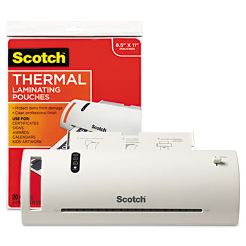 Thermal Laminator Value Pack, 9" W, with 20 Letter Size Pouches