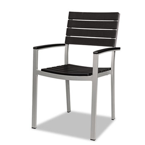 Tiki Stacking Arm Chair, 20w x 23d x 35h, Black/Silver, 2/Carton