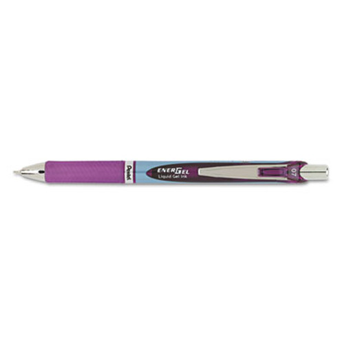 EnerGel RTX Retractable Liquid Gel Pen, .7mm, Needle, Bk/Gray Barrel, Violet Ink