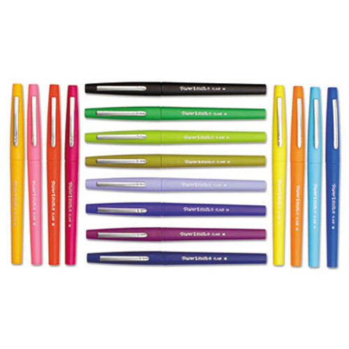 Point Guard Flair Porous Point Stick Pen, Assorted Ink, Medium, 16/Pack