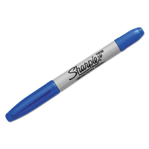 Twin-Tip Permanent Marker, Fine/Ultra Fine Point, Blue