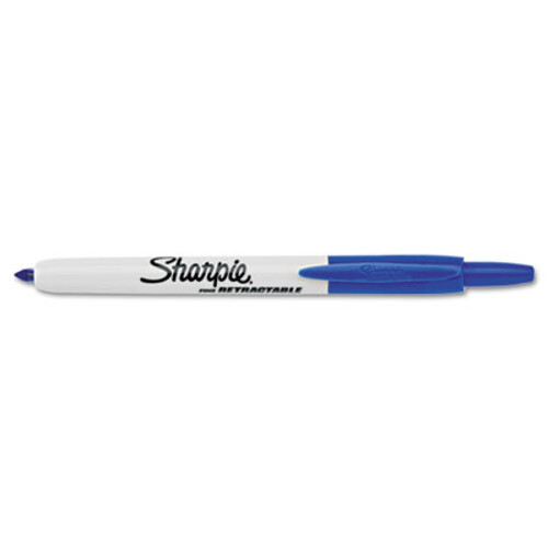 Retractable Permanent Marker, Fine Point, Blue