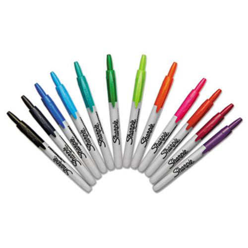 Retractable Permanent Markers, Fine Point, Asstd., 12/Set