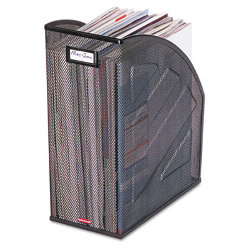 Nestable Rolled Mesh Steel Jumbo Magazine File, 6 1/2 x 10 x 12 1/2, Black