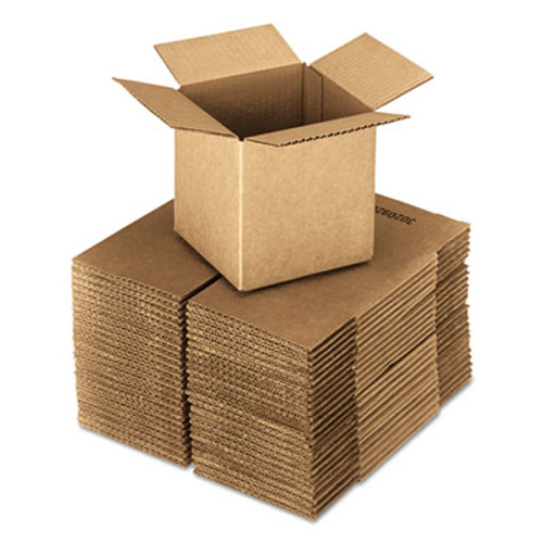 Brown Corrugated - Cubed Fixed-Depth Shipping Boxes, 4l x 4w x 4h, 25/Bundle
