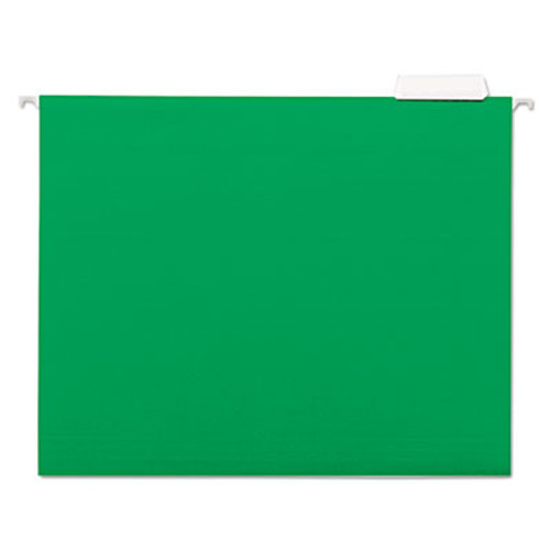 Hanging File Folders, 1/5 Tab, 11 Point Stock, Letter, Green, 25/Box